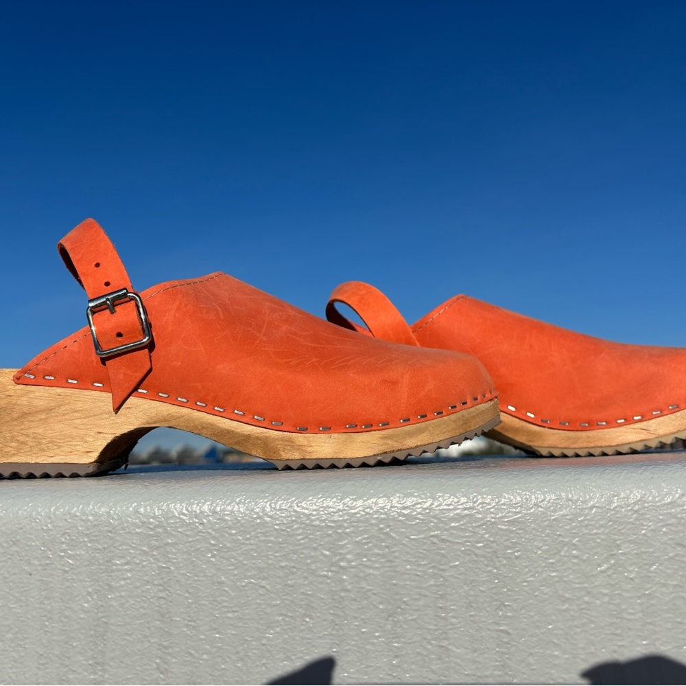 MIA Oranges Leather Clogs with Wooden Sole
